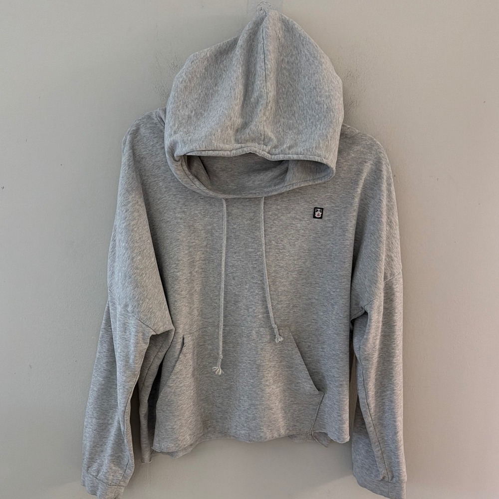 Debbie Harry x Obey Heather Gray Cropped Hoodie Sweatshirt Womens Medium Blondie